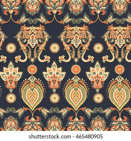 Damask style seamless floral pattern
