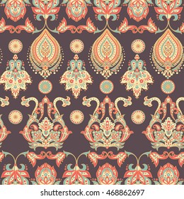 Damask style seamless floral pattern