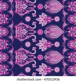Damask style seamless floral pattern