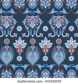 Damask style seamless floral pattern