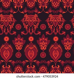 Damask style seamless floral pattern