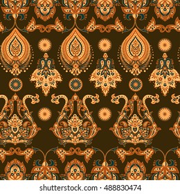 Damask style seamless floral pattern