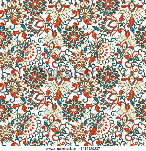 Damask Style Seamless Floral Pattern Stock Vector (Royalty Free) 1412120237