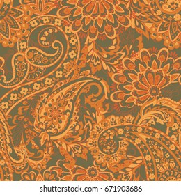 Damask style Seamless pattern. Floral vector wallpaper