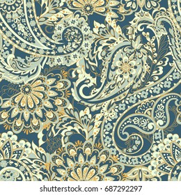 Damask style Seamless pattern. Floral vector wallpaper