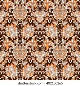 Damask style vintage floral seamless pattern