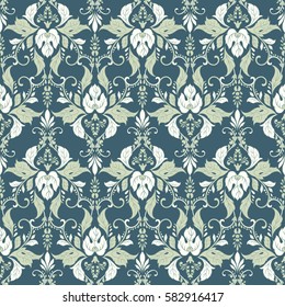 Damask style Vintage seamless Pattern. Vector background