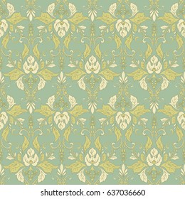 Damask style Vintage seamless Pattern. Vector background