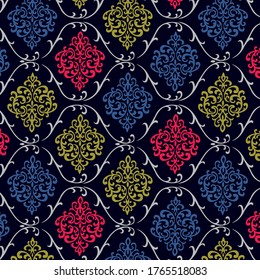 Damask texture pattern ethnic colorful motifs for carpet pattern