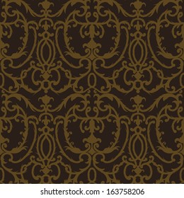 Damask thistle floral seamless pattern, vector illustration. 