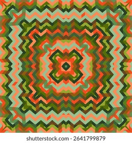 Damask tile geometric seamless pattern vector design. Simple colorful background. Funky repeat textile print. Ornate folk motifs patchwork sample. Symmetry repetition checkered quilt.