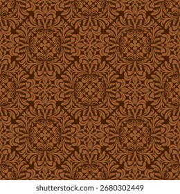 Damask traditional pattern vector seamless design, damask traditional pattern vector brown ornament, elegant damask traditional pattern vector for textile and decoration