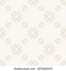Damask vector background with patterned ornament.Beige color. For textiles, wallpaper, tiles or packaging.