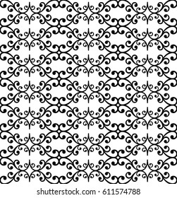Damask vector classic black and white pattern. Seamless abstract background with repeating elements. Orient background