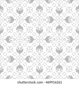 Damask vector classic pattern. Seamless abstract background with repeating elements. Light silver pattern