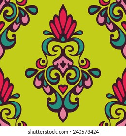Damask vector festive flourish abstract seamless pattern