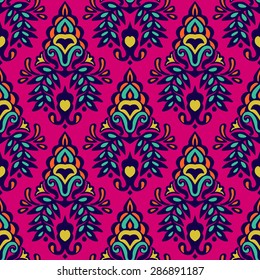 Damask vector festive flourish abstract seamless pattern
