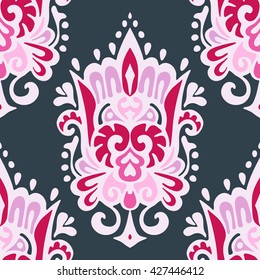 Damask vector festive flourish abstract seamless pattern