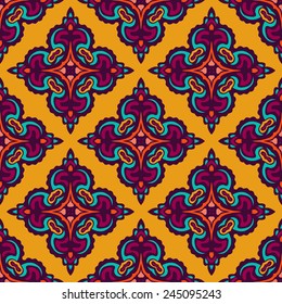Damask vector festive yellow abstract seamless pattern 