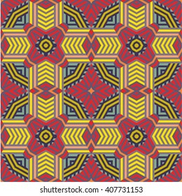 Damask vector festive yellow Tribal abstract seamless pattern