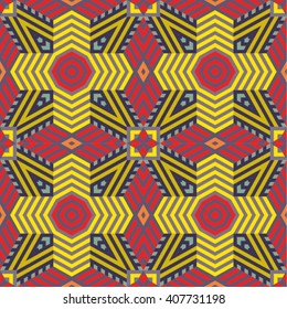 Damask vector festive yellow Tribal abstract seamless pattern