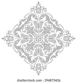 Damask vector floral bright pattern with gray oriental elements. Abstract traditional ornament