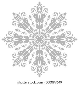 Damask vector floral bright pattern with oriental gray elements. Abstract traditional ornament.