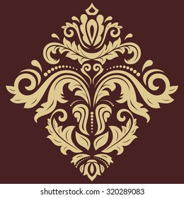 Damask vector floral golden pattern with oriental elements. Abstract traditional ornament