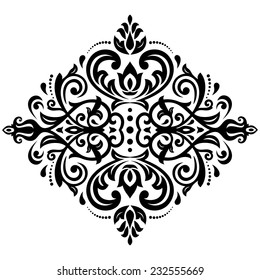 Damask vector floral light pattern with arabesque and oriental black elements. Abstract traditional ornament for wallpapers and backgrounds
