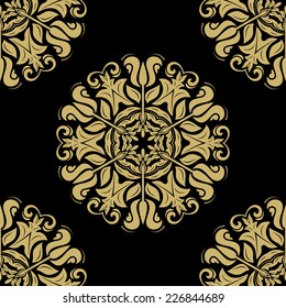 Damask vector floral ornament with arabesque and oriental elements. Seamless abstract tradiional pattern for wallpaper and background