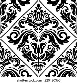 Damask vector floral pattern with arabesque and oriental elements. Seamless abstract wallpaper and background