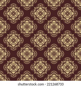 Damask vector floral pattern with arabesque and oriental elements. Seamless abstract wallpaper and background