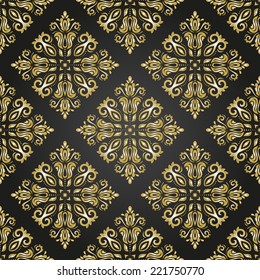 Damask vector floral pattern with arabesque and oriental elements. Seamless abstract wallpaper and background