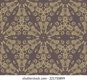 Damask vector floral pattern with arabesque and oriental elements. Seamless abstract wallpaper and background