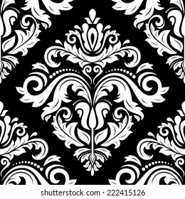 Damask vector floral pattern with arabesque and oriental elements. Seamless abstract wallpaper and background