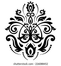 Damask vector floral pattern with arabesque and oriental elements. Abstract traditional ornament for wallpaper and background