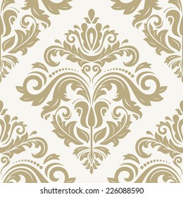 Damask vector floral pattern with arabesque and oriental elements. Seamless abstract tradiional ornament for wallpaper and background