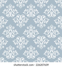 Damask vector floral pattern with arabesque and oriental elements. Seamless abstract tradiional ornament for wallpaper and background