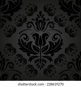 Damask vector floral pattern with arabesque and oriental elements. Seamless abstract traditional ornament for wallpaper and background