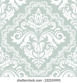 Damask vector floral pattern with arabesque and oriental elements. Light seamless abstract traditional ornament for wallpapers and background