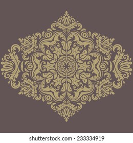 Damask vector floral pattern with arabesque and oriental golden elements. Abstract traditional ornament for wallpapers and backgrounds