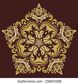 Damask vector floral pattern with arabesque and oriental golden elements. Abstract traditional ornament for wallpapers and backgrounds