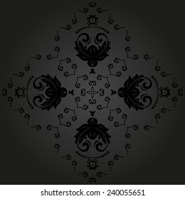 Damask vector floral pattern with arabesque and oriental dark elements. Abstract traditional ornament for wallpapers and backgrounds