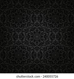 Damask vector floral pattern with arabesque and oriental black elements. Seamless abstract traditional ornament for wallpapers and backgrounds