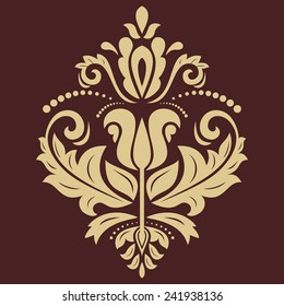 Damask vector floral pattern with arabesque and oriental elements. Abstract traditional golden ornament for wallpapers and backgrounds