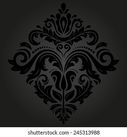 Damask vector floral pattern with arabesque and oriental elements. Abstract traditional dark ornament for backgrounds