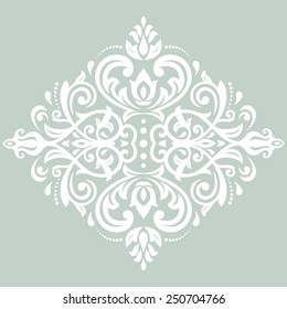 Damask vector floral pattern with arabesque and oriental elements. Abstract traditional white ornament for backgrounds