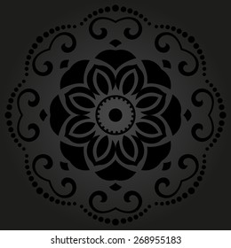 Damask vector floral pattern with arabesque and oriental elements. Abstract traditional black ornament