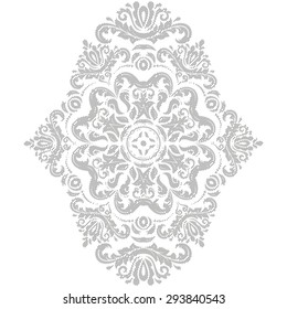 Damask vector floral pattern with oriental elements. Abstract traditional silver ornament