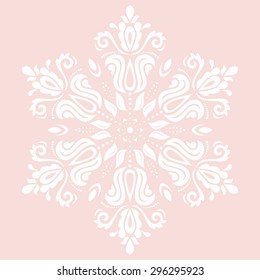 Damask vector floral pattern with oriental white elements. Abstract traditional fine ornament
